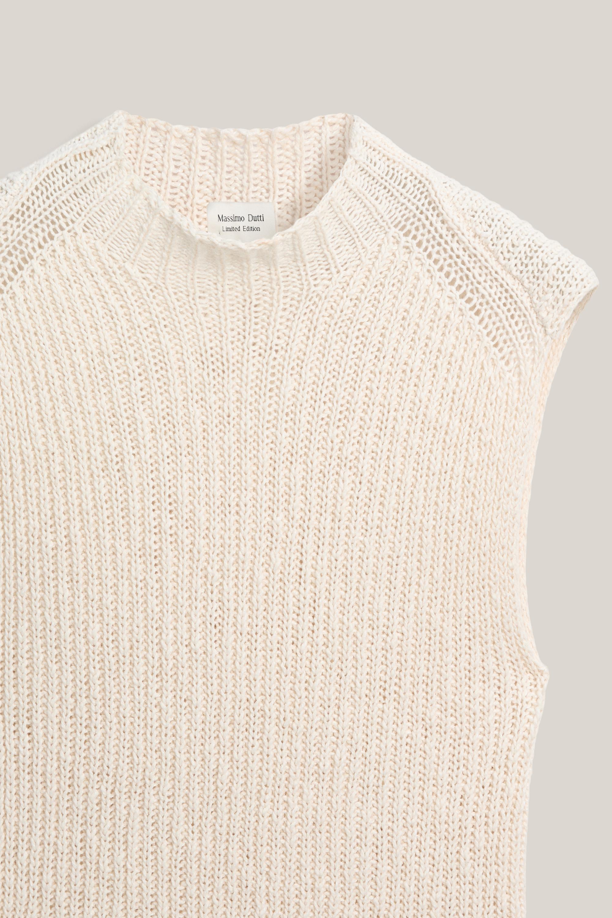 Linen blend openwork mock turtleneck top - LIMITED EDITION